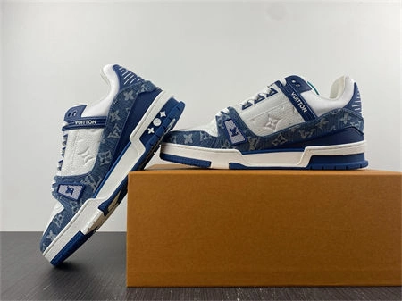 Luis Vitton LV Trainer Monogram Denim White Blue 1A9JGN GoodFit 1641