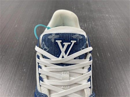 Luis Vitton LV Trainer Monogram Denim White Blue 1A9JGN GoodFit 1641