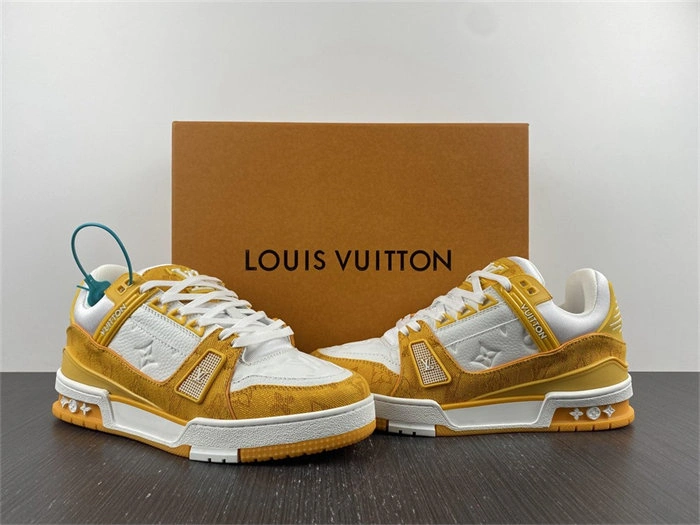 Compact Luis Vitton Trainer Yellow Monogram Denim White 1A9JHB 1707